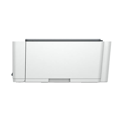 Impresora HP blanca vista lateral en oficina