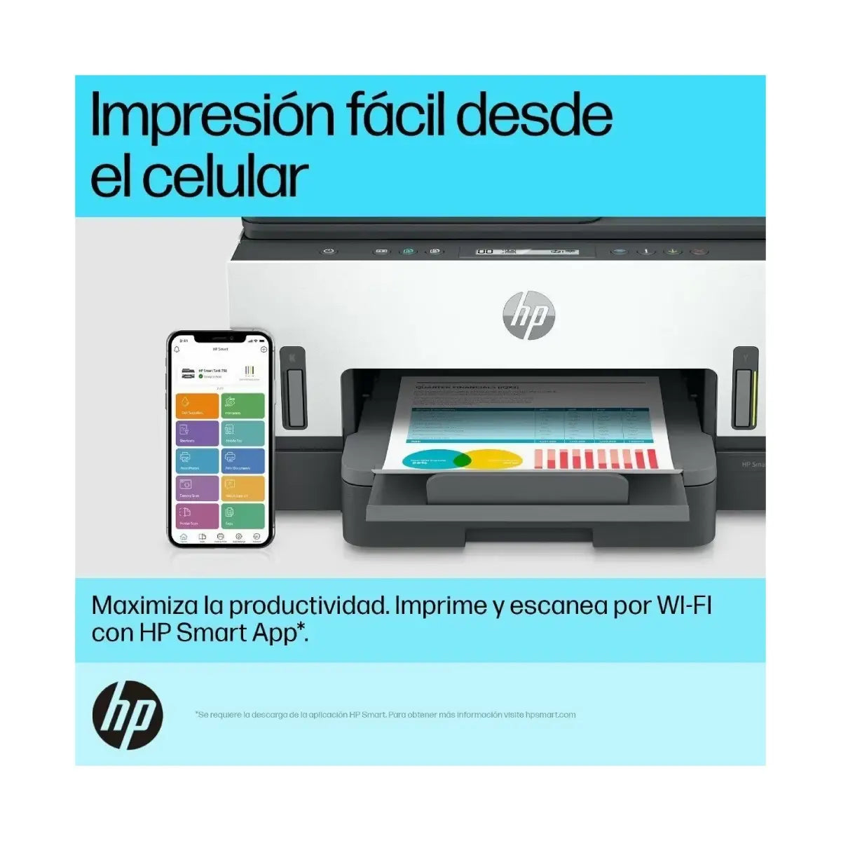 Impresora HP LL05 frontal con impresión desde celular y conexión Wi-Fi