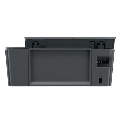 Impresora HP modelo LL05, vista trasera con puertos y espacio para papel