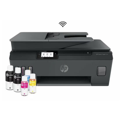 Impresora HP Smart Tank 530 negro, vista frontal, incluye tintas