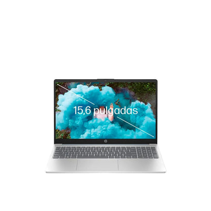 Laptop HP 15,6 pulgadas vista frontal, ideal para trabajo y entretenimiento