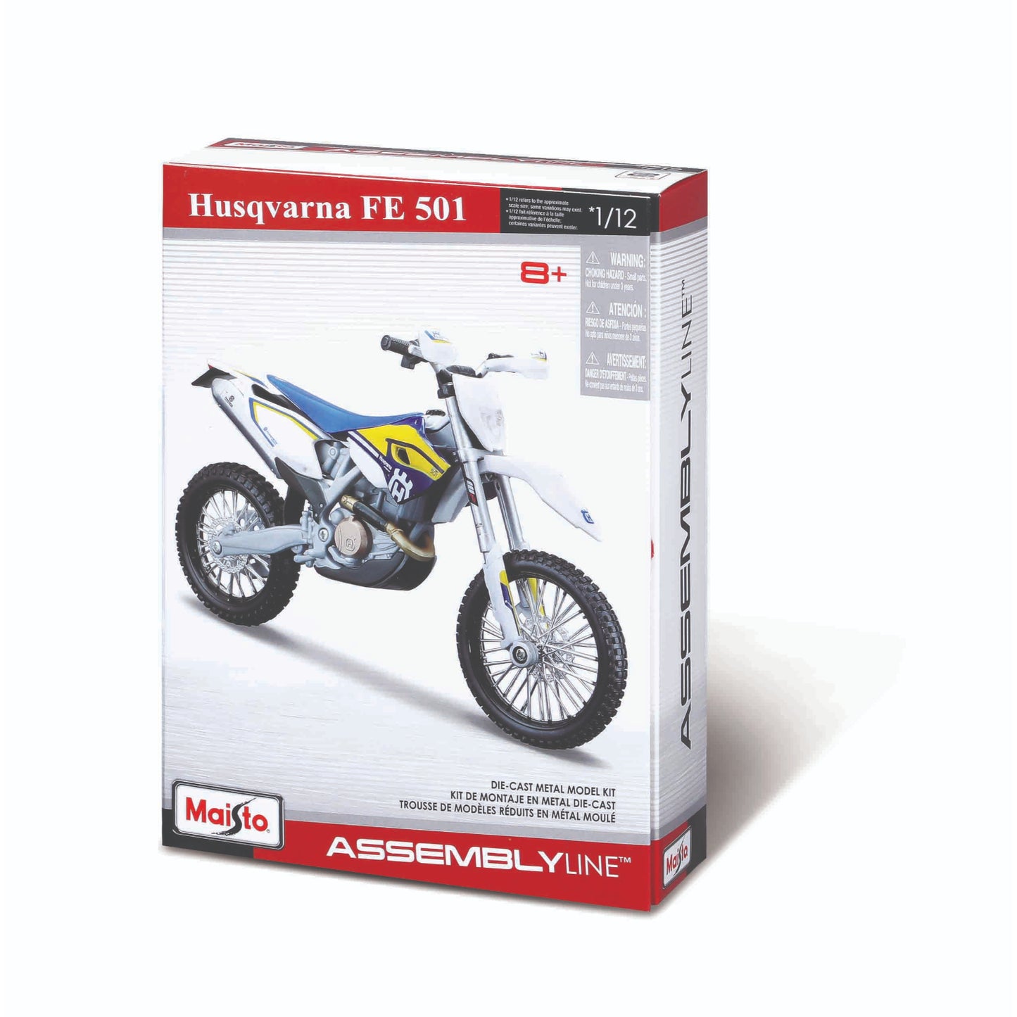 Modelo de moto Husqvarna FE 501 de Maisto en caja, juguete para edades 8 y más