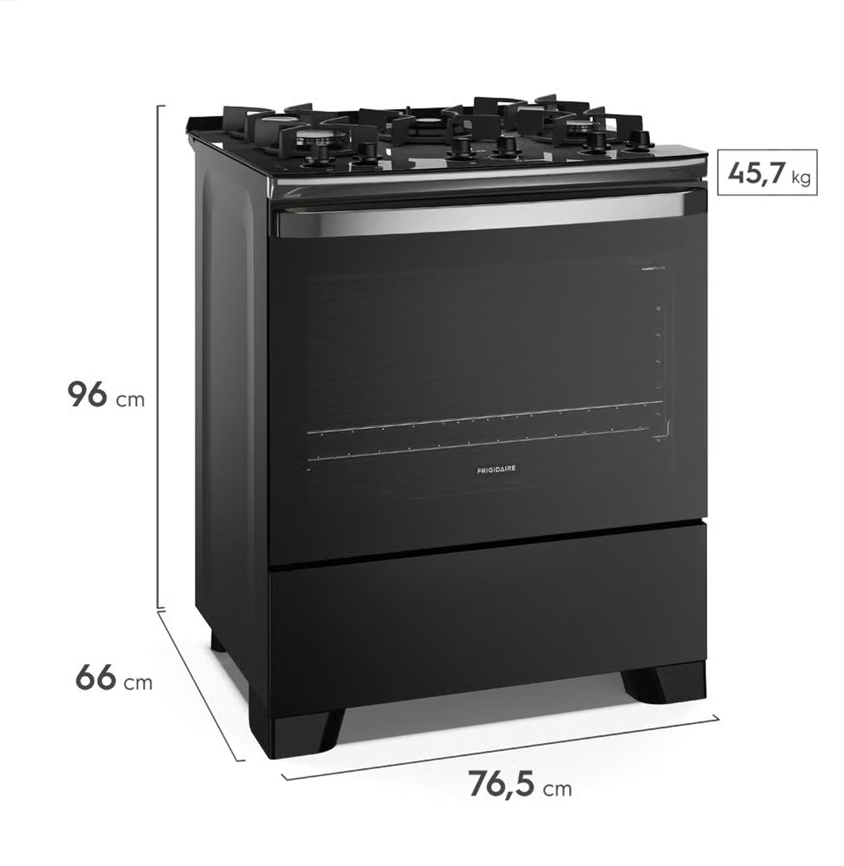 Estufa a Gas Frigidaire 30" Slide-In 5 Quemadores Negra FKGO30Z5BZB