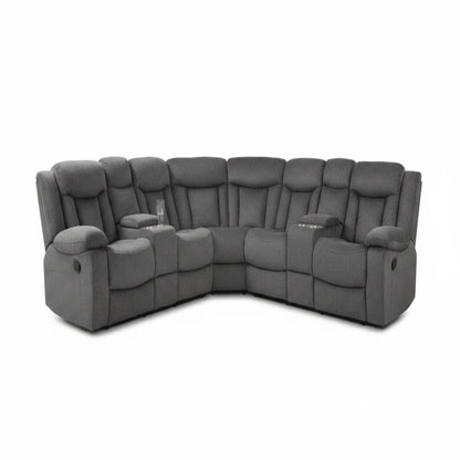 SOFÁ SECCIONAL MODULAR RECLINABLE CON 2 CONSOLAS COLOR GRIS | ACME FURNITURE