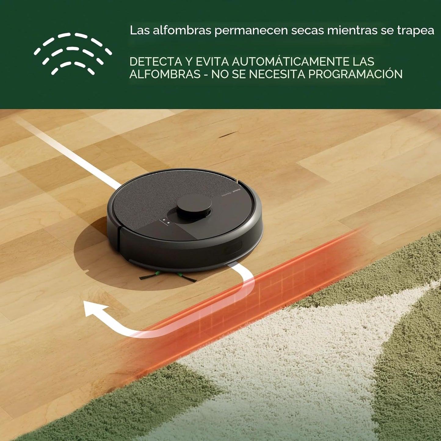 Aspiradora robot iRobot Roomba 105 Honduras en acción, evitando alfombras mientras trapea