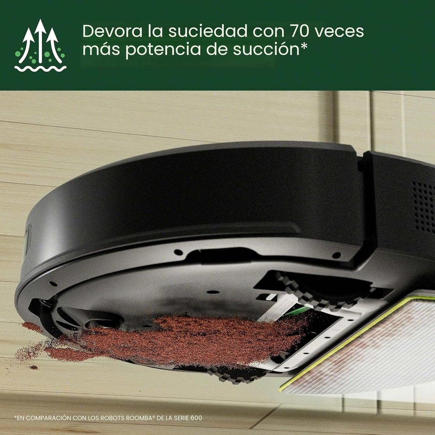 Aspiradora robot iRobot Roomba 105 Honduras, vista inferior con potencia de succión mejorada