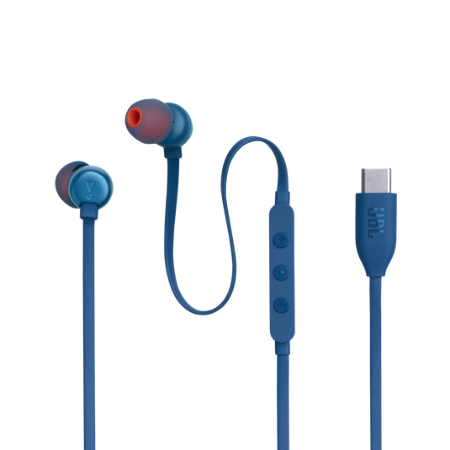 Auriculares USB-C JBL azules con control de volumen y micrófono