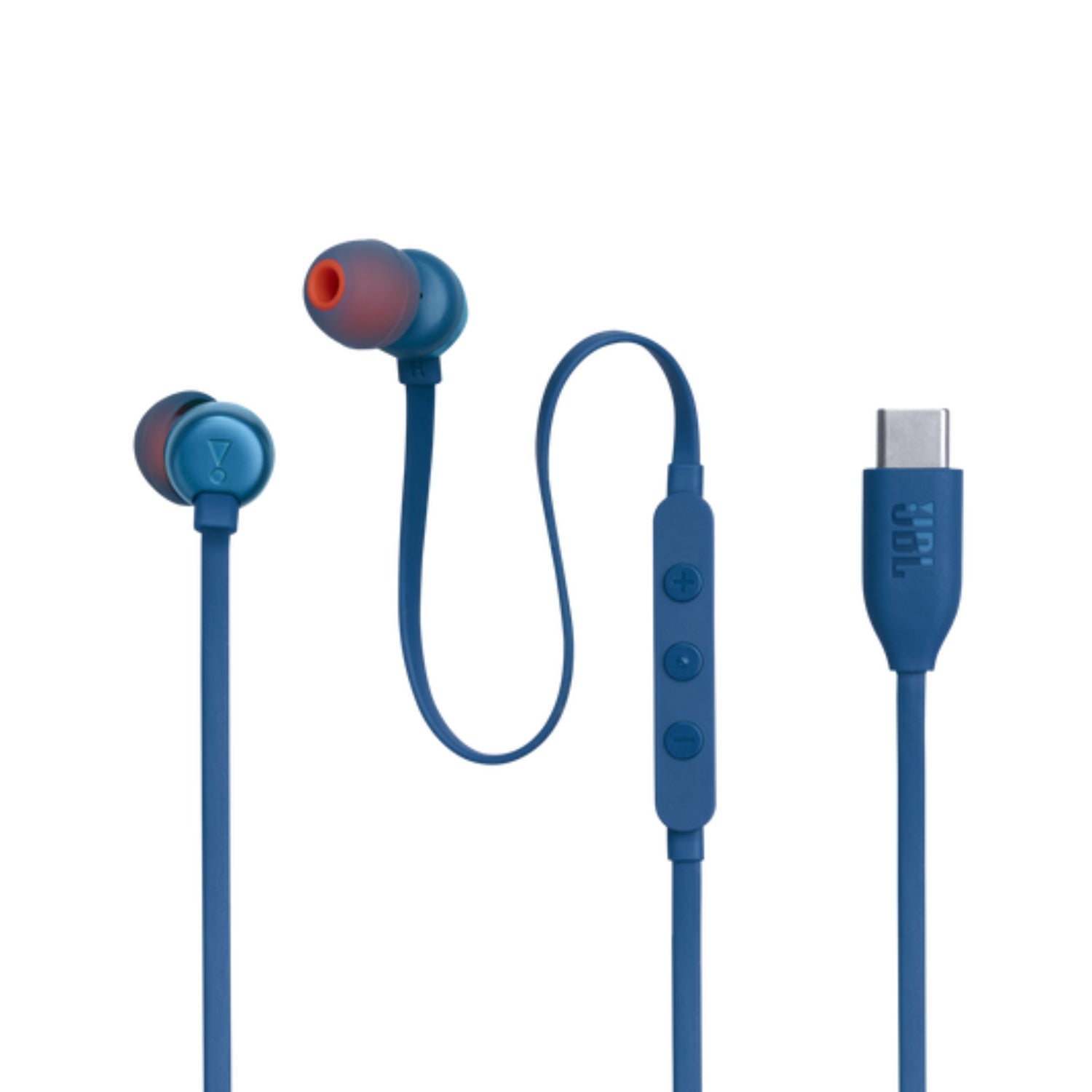 Auriculares USB-C JBL azules con control de volumen y micrófono