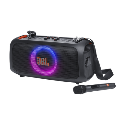 Bocina JBL PartyBox On-The-Go Bluetooth portátil con luces LED y micrófono incluido