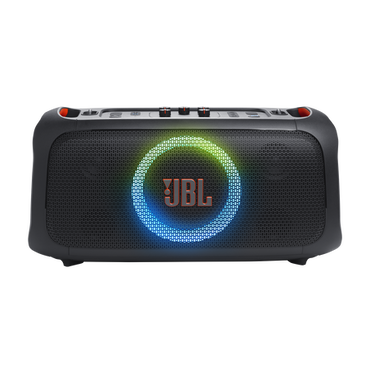 Bocina JBL PartyBox On-The-Go Bluetooth con luces LED y controles en la parte superior
