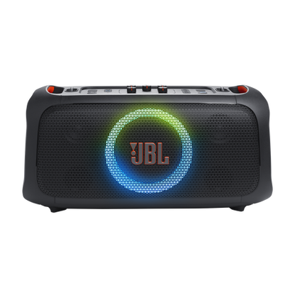 Bocina JBL PartyBox On-The-Go Bluetooth con luces LED y controles en la parte superior