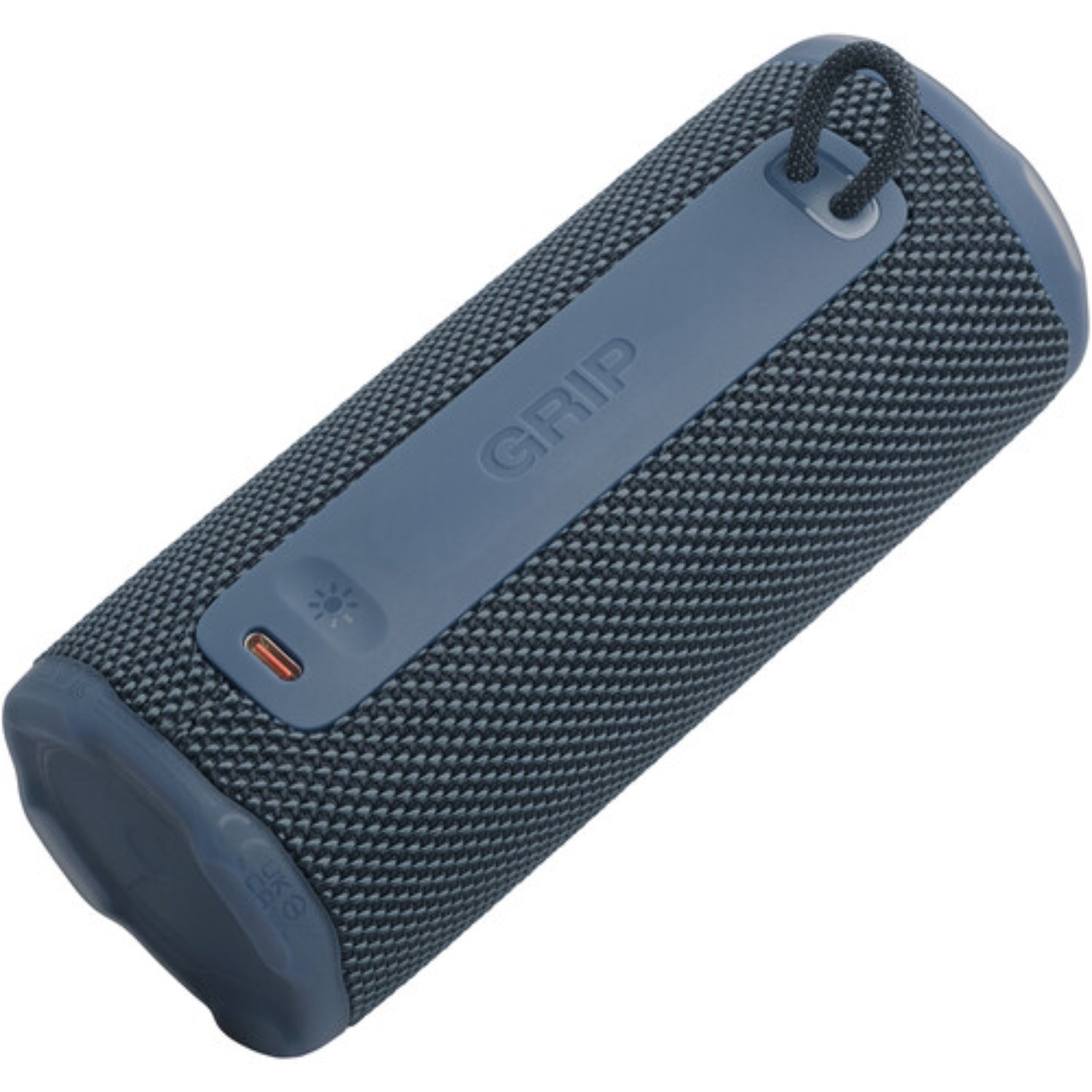 parlante bluetooth JBL Grip azul, vista lateral, ideal para al aire libre