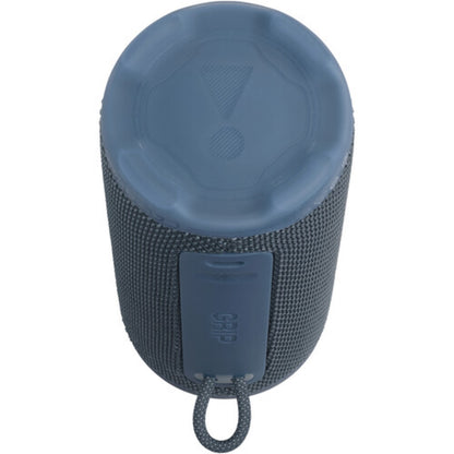 Parlante bluetooth potente azul JBL, vista superior y diseño resistente, ideal para comprar parlante bluetooth potente en Honduras.