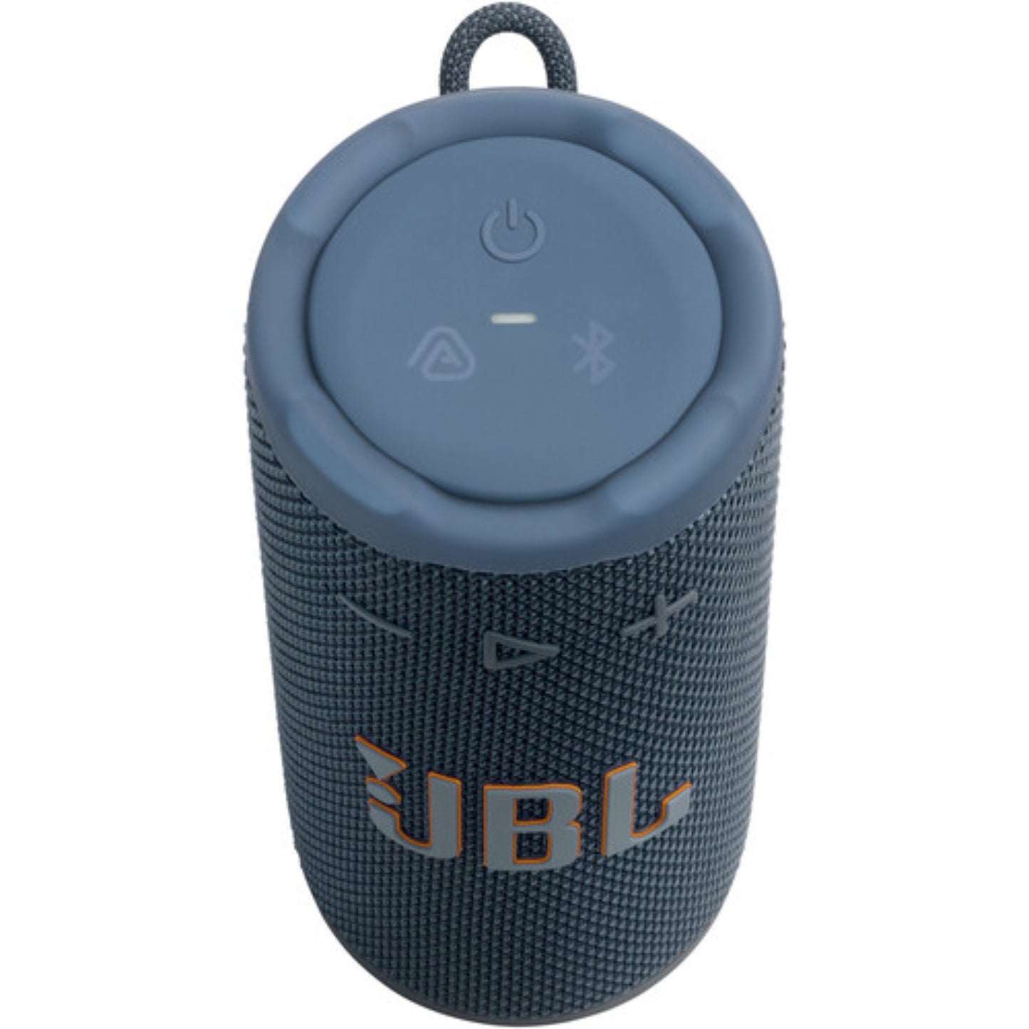 parlante bluetooth JBL azul, vista superior, botones para controlar sonido