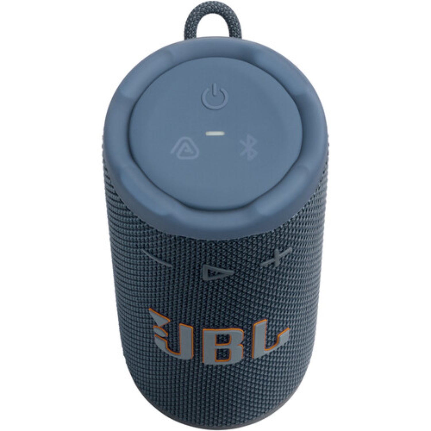 parlante bluetooth JBL azul, vista superior, botones para controlar sonido
