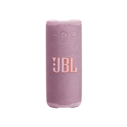 Parlante bluetooth resistente al agua JBL rosa, vista frontal.