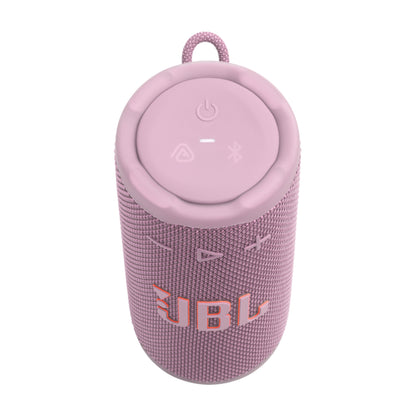 parlante bluetooth resistente agua JBL rosa, vista superior con botones de control