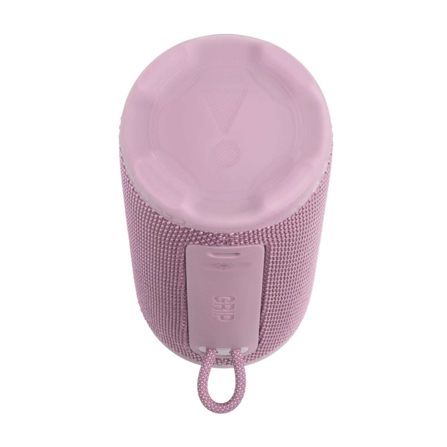 Parlante Bluetooth resistente al agua JBL rosa, vista superior, ideal para exteriores
