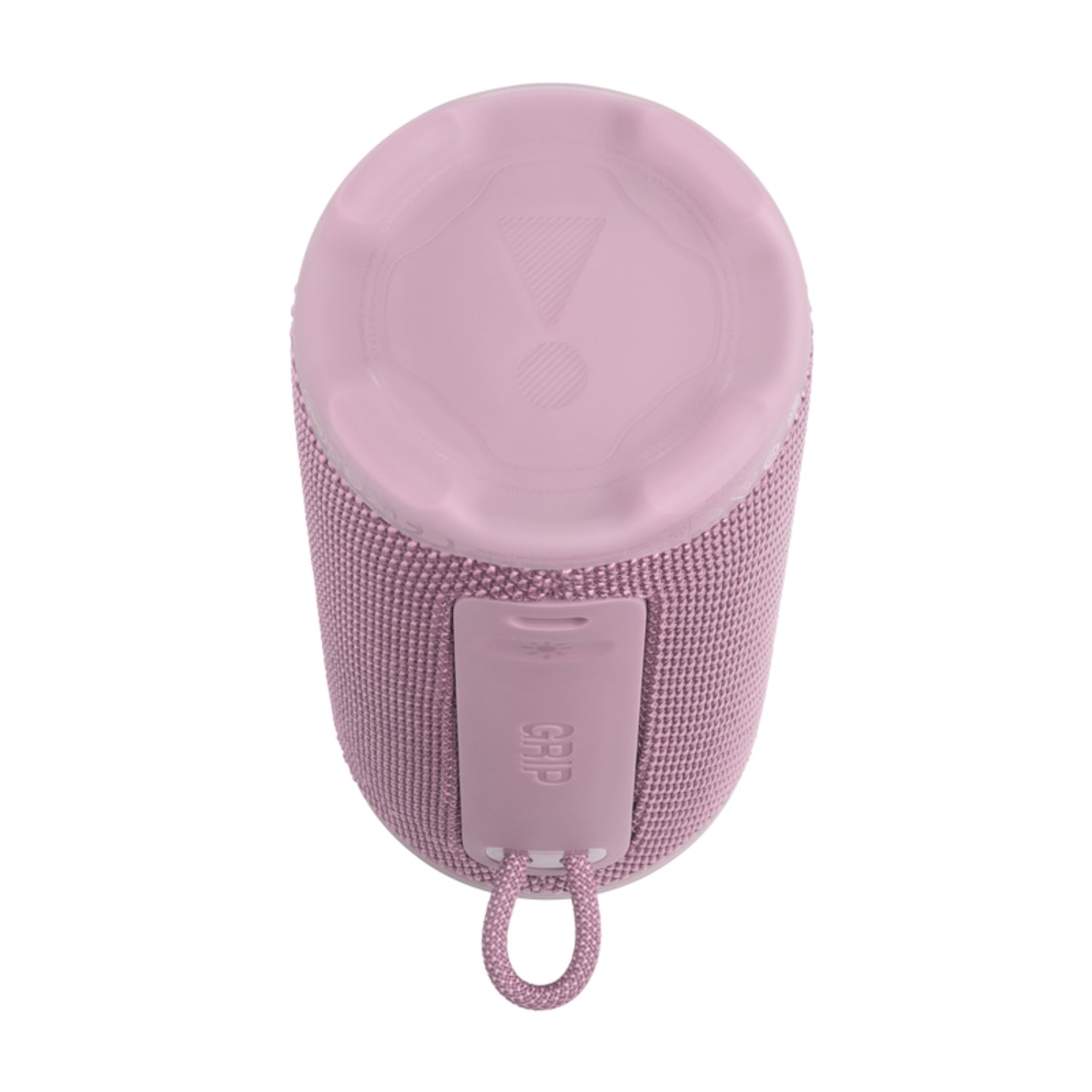 Parlante Bluetooth resistente al agua JBL rosa, vista superior, ideal para exteriores