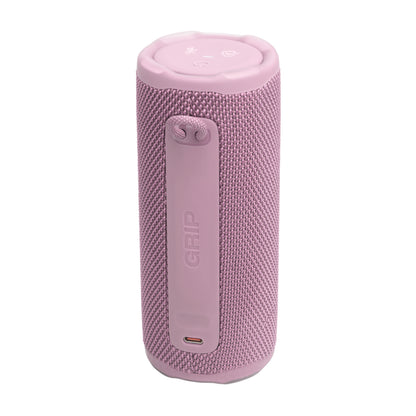 parlante bluetooth resistente al agua rosa, vista lateral, ideal para actividades al aire libre