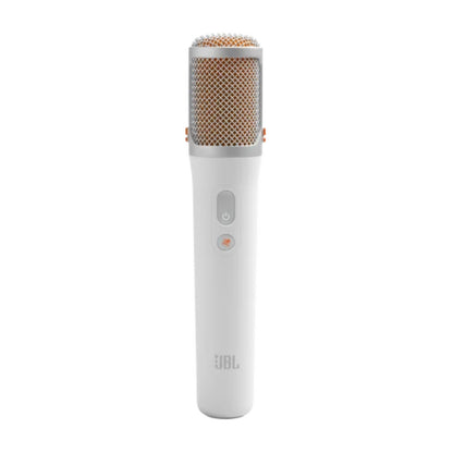 Parlante JBL blanco, vista lateral, diseño moderno para audio de calidad