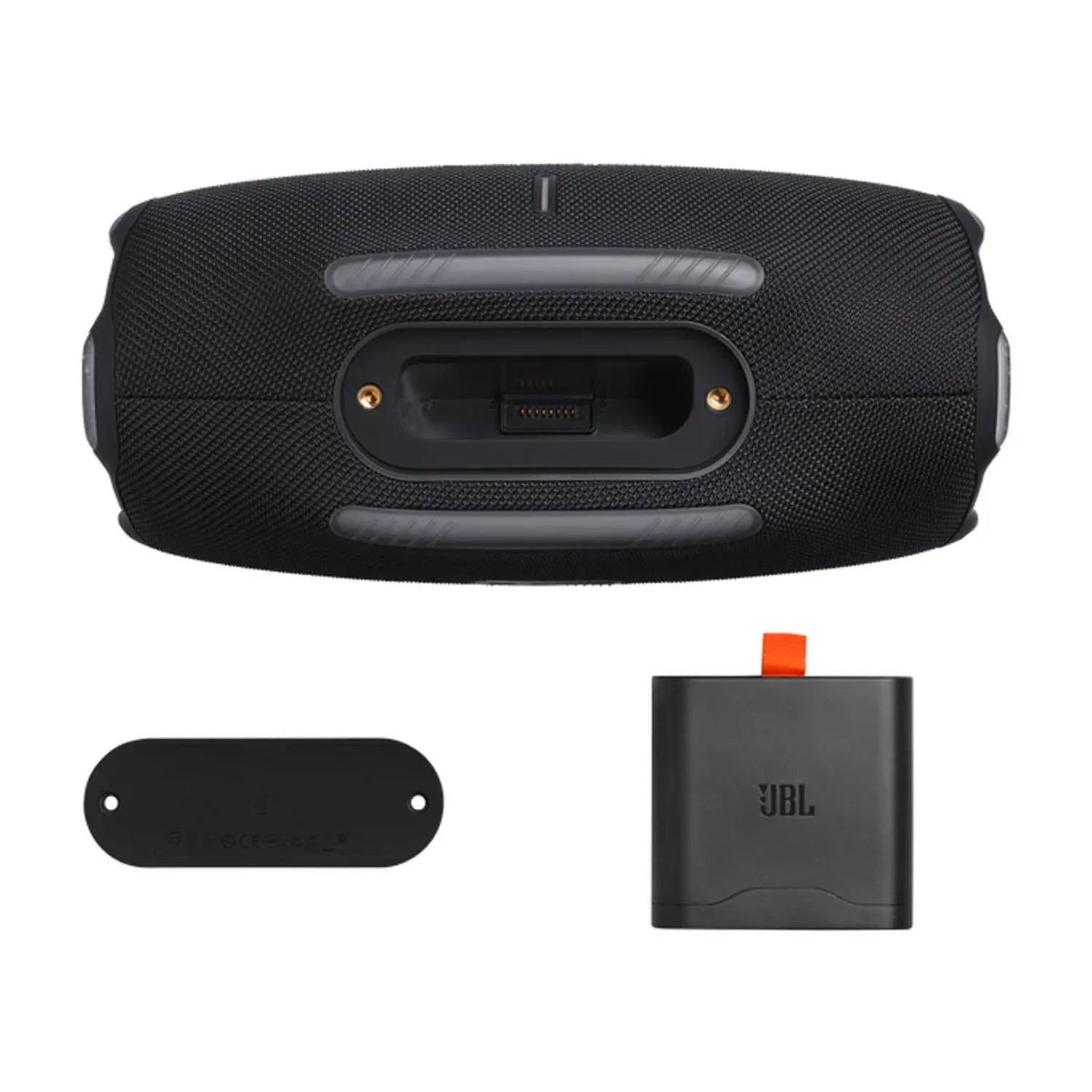 parlante jbl go bluetooth negro, vista superior, detalles del conector