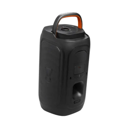 Parlante JBL negro lateral, ideal para fiestas y uso al aire libre