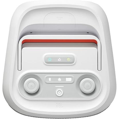 Control superior del parlante JBL PartyBox Stage 320 blanco con botones de función intuitivos