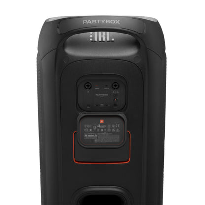 jbl parlante PartyBox negro trasero con conectores y controles