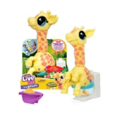Jirafa amarilla de Boing Toys, juguete interactivo en envase con sus accesorios