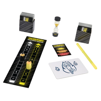 Juego de mesa Phobia, piezas, cronómetro, tablero y tarjetas