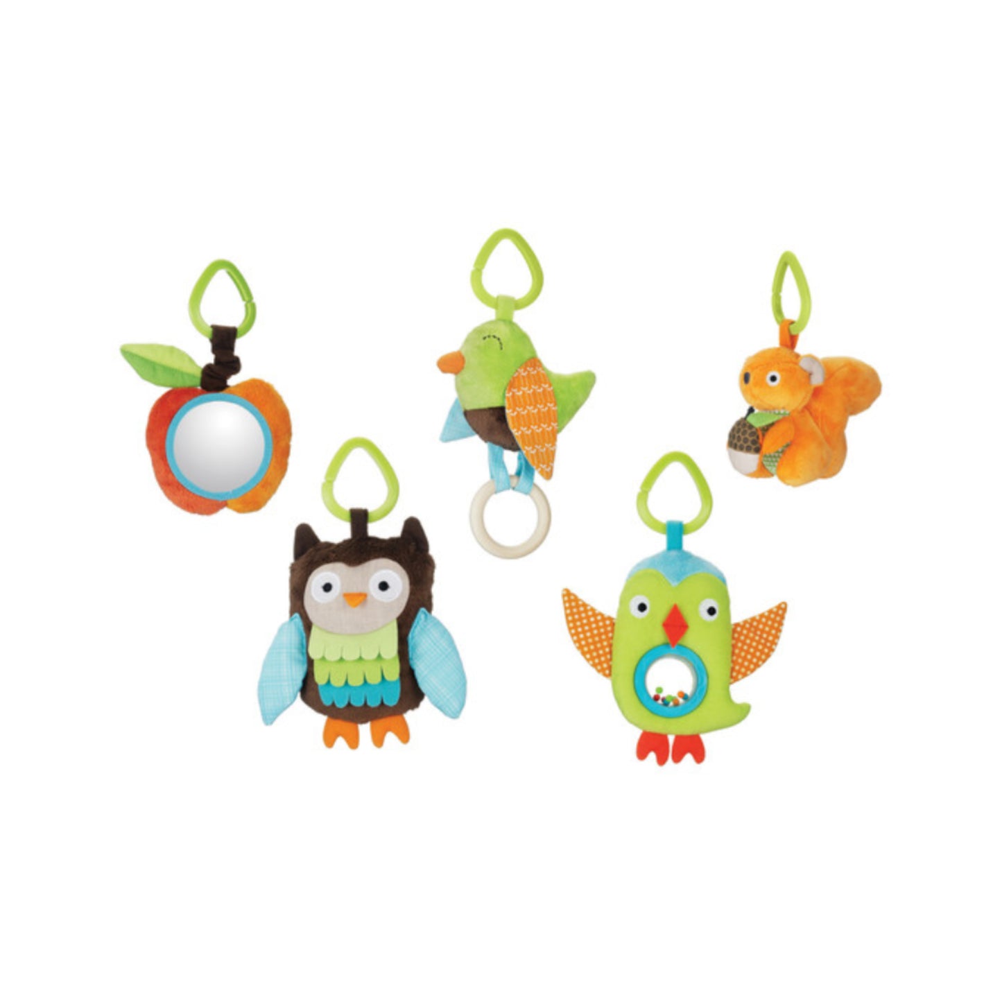 Conjunto de juguetes colgantes coloridos de SKIP*HOP con diferentes animales y espejos