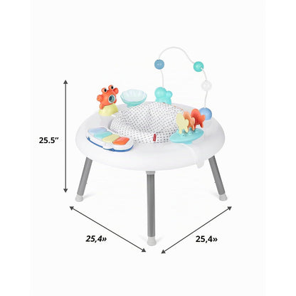 Salto de actividades blanco y colorido de SKIP*HOP, vista frontal con juguetes interactivos