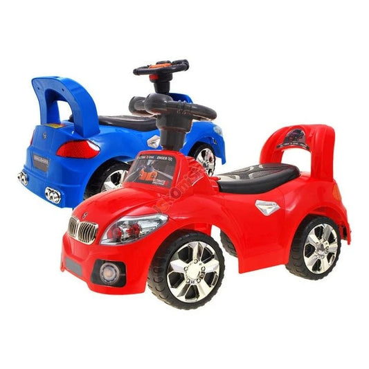 juguete bebe musical rojo en forma de auto, vista lateral y trasera