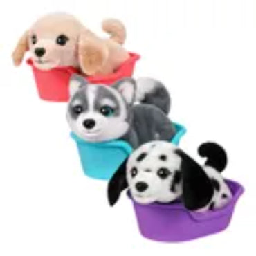 Peluches de perros en tinas, modelo LL03, colores variados, juguetes de BOING TOYS.