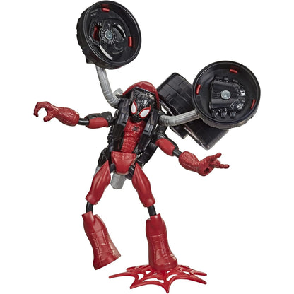 Juguete de Spiderman rojo, figura dinámica con hélices, ideal para juegos de aventura.