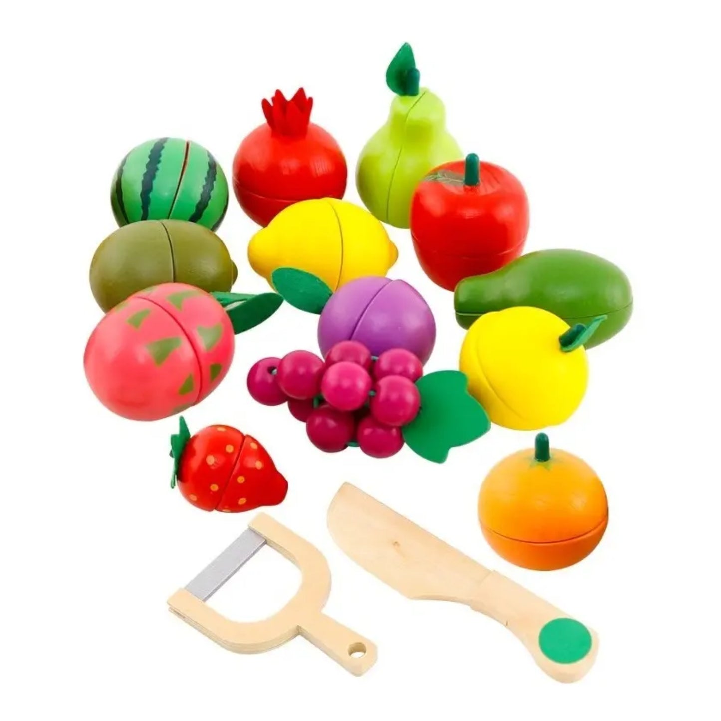 Frutas de juguete de madera coloridas, juego educativo para niños