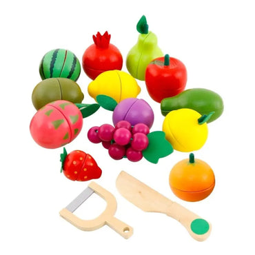 Frutas de juguete de madera coloridas, juego educativo para niños