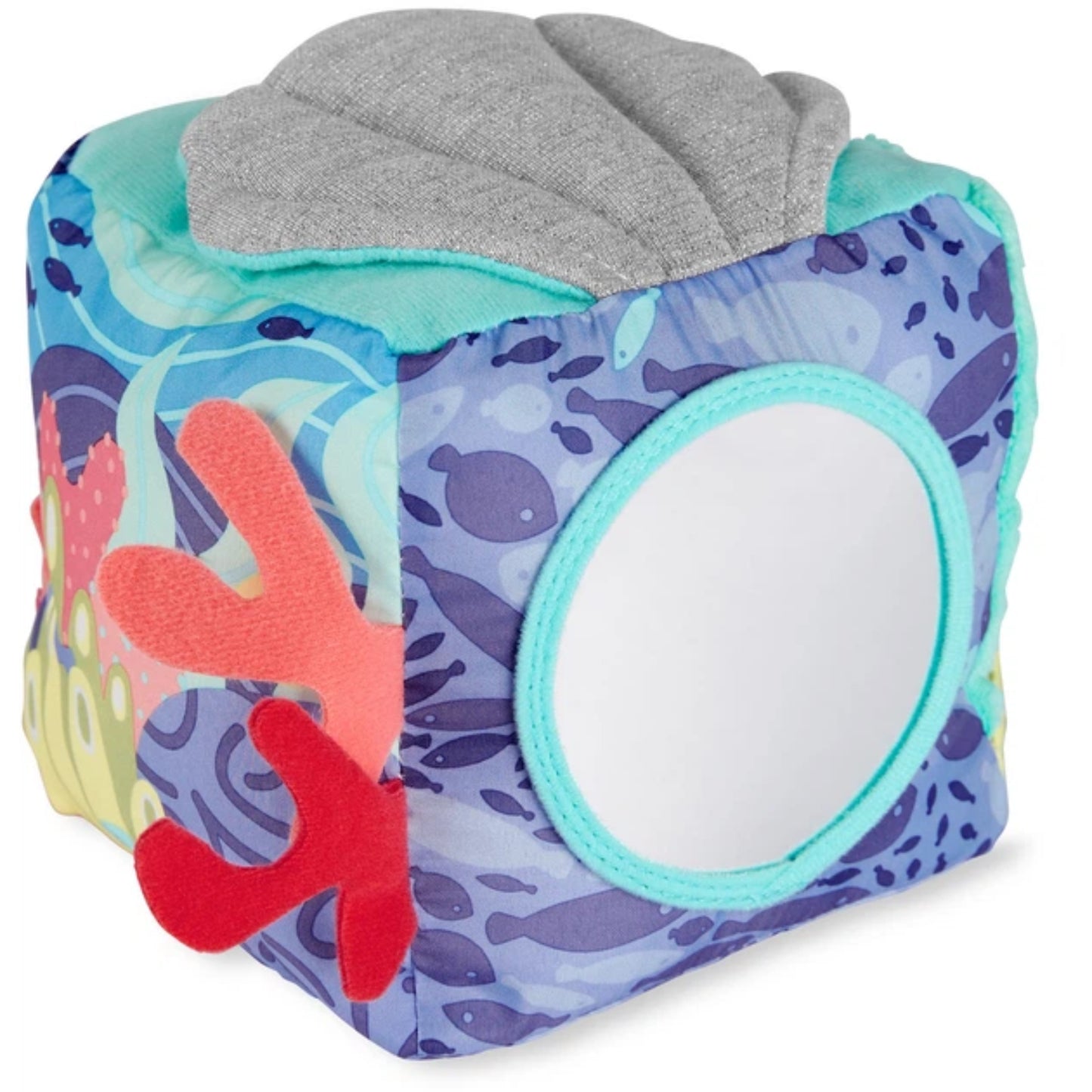 Cubo suave de SKIP*HOP en tonos marinos y espejo, ideal para juegos infantiles