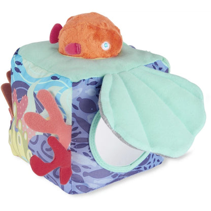 Bloque de actividades acuático multicolor con pez de peluche y concha