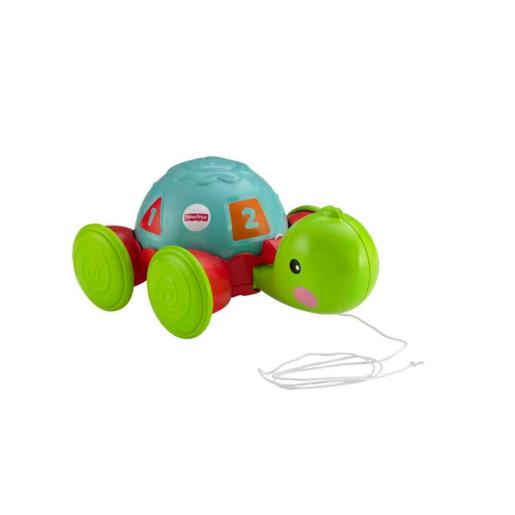 Tortuga de juguete MATTEL color verde y azul, vista lateral, ideal para niños pequeños