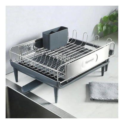 Escurridor de platos KENMORE gris con soporte y diseño moderno, ideal para cocina