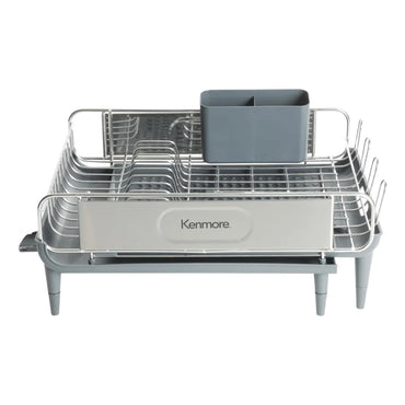 escurreplatos Kenmore gris con compartimento para utensilios, cocina moderna