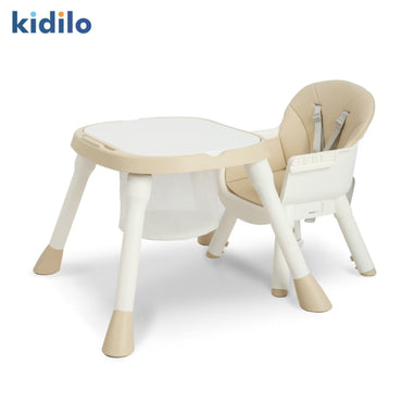 Silla Kidilo beige con mesa, ideal para comer y jugar en casa