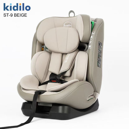 Silla beige Kidilo ST-9 vista lateral, cómoda y segura para niños