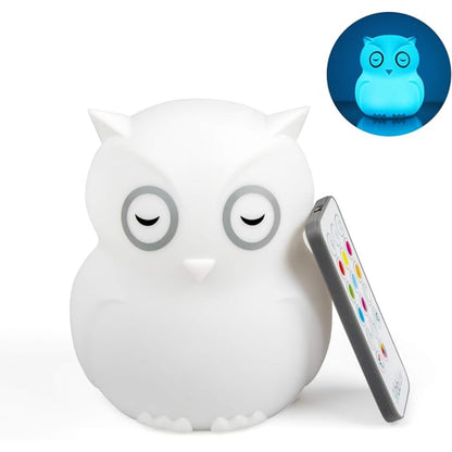Lámpara búho blanca con control remoto y luz nocturna amigable