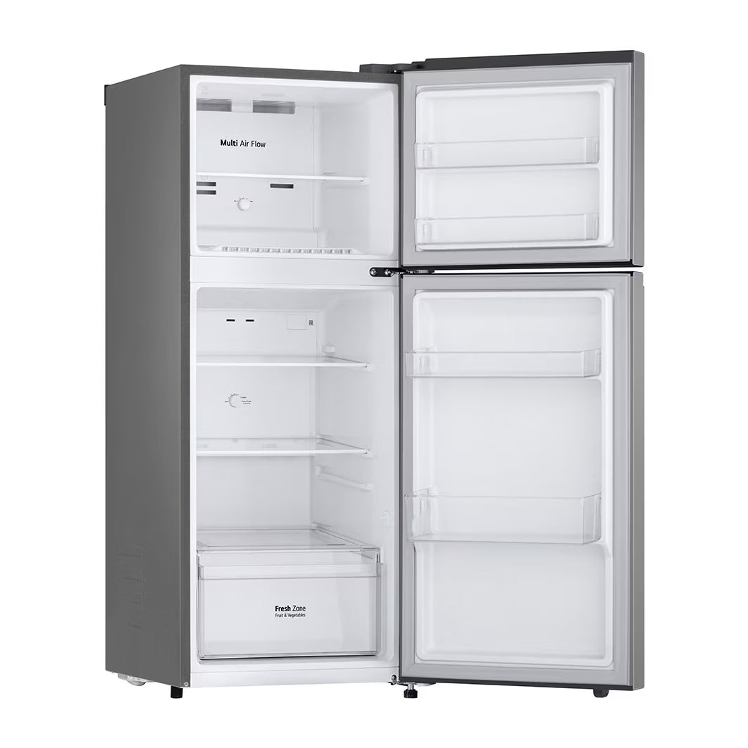 Refrigeradora LG 7 pies cubicos Top Mount Plata | Smart Inverter + No Frost + Vidrio Templado | Modelo VT22BPY