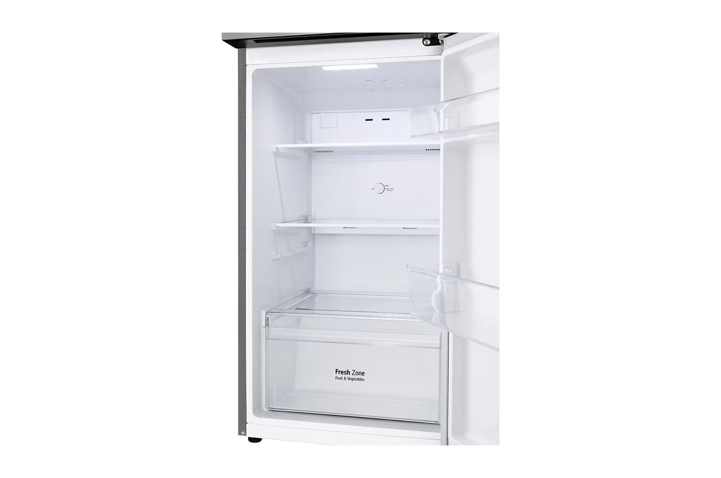 Interior de la refrigeradora LG 7 pies top mount con espacio amplio y organizador para alimentos