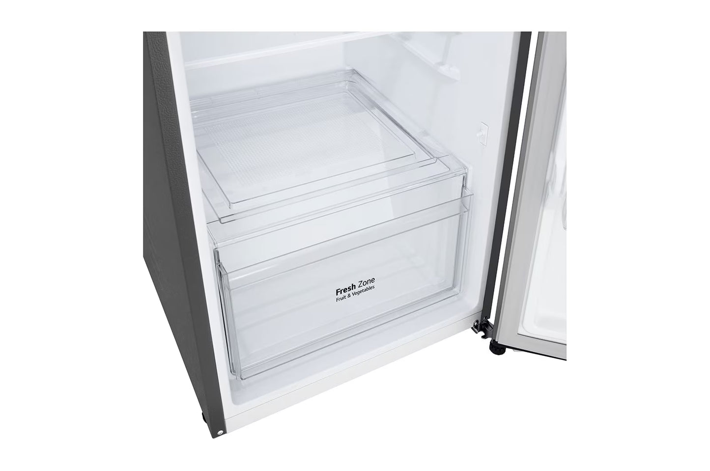 Interior de la refrigeradora LG 7 pies top mount con cajón transparente para almacenamiento eficiente