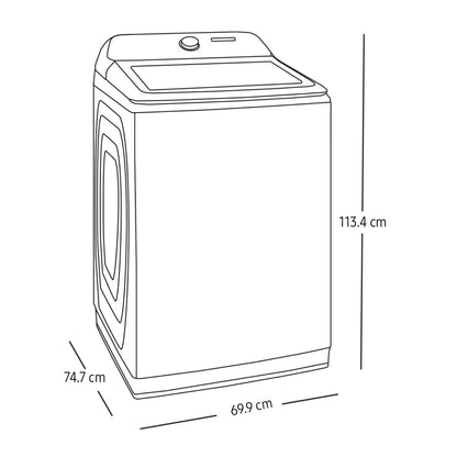 Lavadora Samsung frontal, dimensiones 113.4 cm alto, 69.9 cm ancho, 74.7 cm profundo